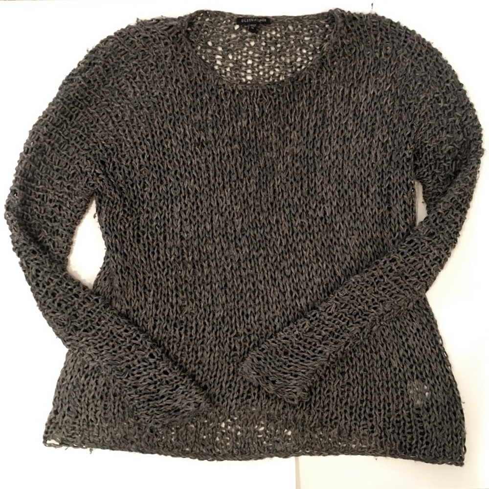 Eileen Fisher Loose Knit Crew Neck Cardigan